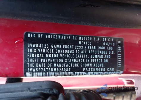 2013 Volkswagen Beetle 2.5L из США, поврежденный, VIN 3VW5P7AT8DM825089